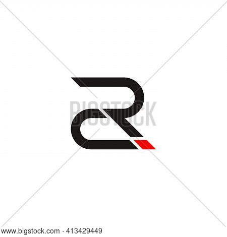 Abstract Letter R2 Simple Geometric Line Logo Vector