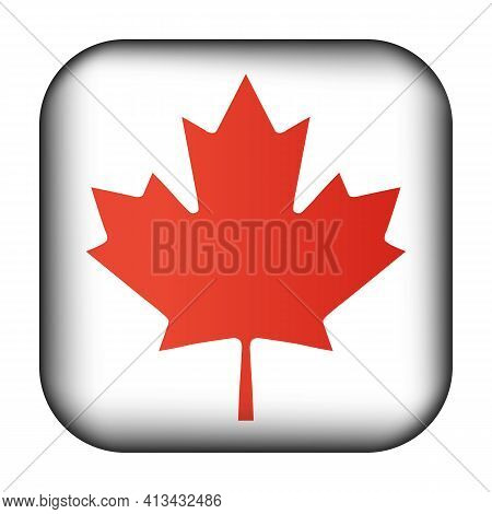 Glass Light Ball With Flag Of Canada. Squared Template Icon. Canadian National Symbol. Glossy Realis