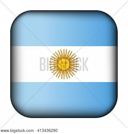 Glass Light Ball With Flag Of Argentina. Squared Template Icon. Argentinian National Symbol. Glossy 