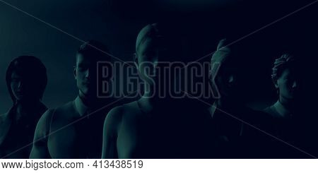People Standing in the Shadows with Dark Shadow Business 3d Render