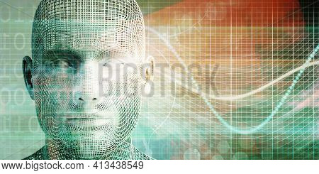 Artificial Intelligence Evolution with Digital Consciousness as Tech Concept 3d Render