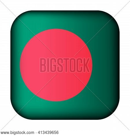 Glass Light Ball With Flag Of Bangladesh. Squared Template Icon. National Symbol. Glossy Realistic C