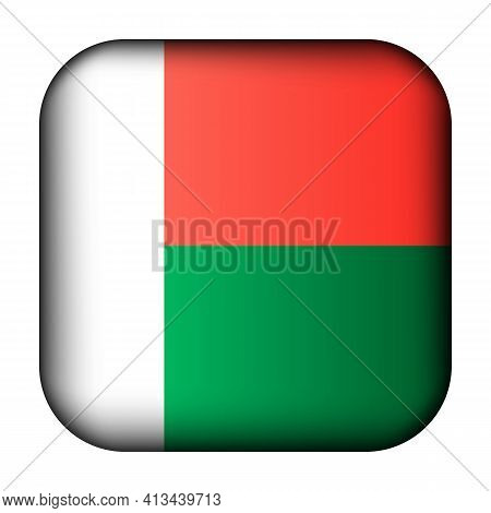 Glass Light Ball With Flag Of Madagascar. Squared Template Icon. National Symbol. Glossy Realistic C