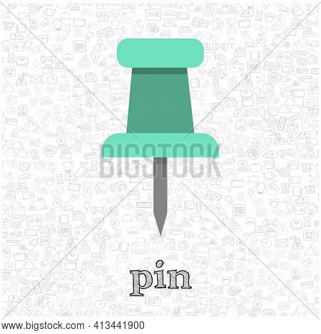 Push Pin Isolated Vector Flat Illustration. Push Pin Design Element For Illustration