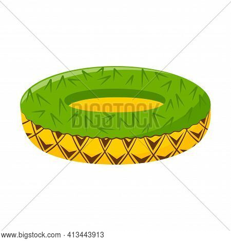 Lifesaving Beach Inflatable Circle For Swimming In The Form Of A Pineapple. A Beachy Summer Accessor