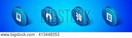 Set Isometric Experimental Animal, Cell, Clinical Record And Magnet Icon. Vector