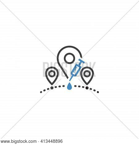 Pin Location Logo Shape With Medical Syringe. Good For Medical And Other Health Companies