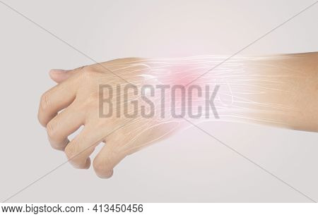 X-ray Wrist Muscle Pain In Gray Background