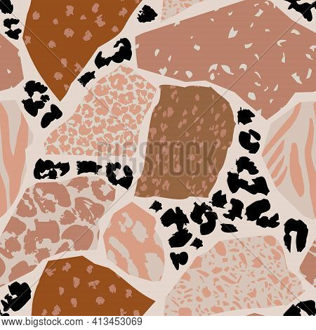 Unusual Cut Outs With Animal Skin Seamless Pattern.