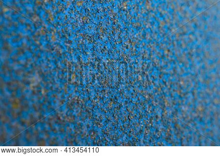 Unusual Industrial Background Or Wallpaper In Blue And Black Colors. Rough Textured Matte Surface. R