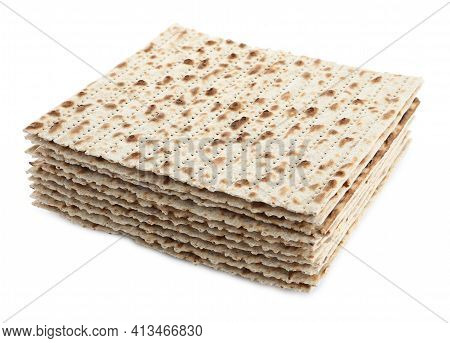 Passover Matzos Isolated On White. Pesach Celebration