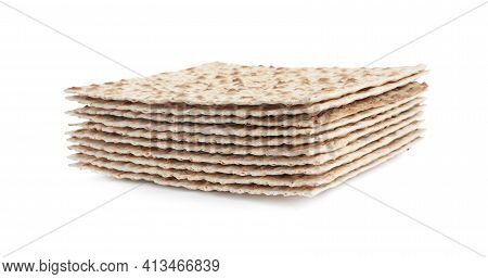 Passover Matzos Isolated On White. Pesach Celebration