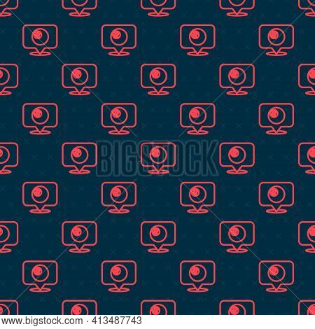 Red Line Map Pointer With Billiard Pool Snooker Ball With Number 8 Icon Isolated Seamless Pattern On