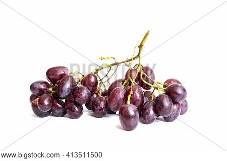 Bunch Of Red Grapes Isolated On White Background Close Up