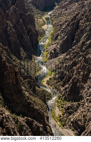 Gunnison River Snakes Back And Forth Through The Black Canyon Of The Gunnison
