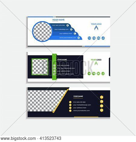 Email Signature Template Design. Corporate Business Promotional Marketing Idea.