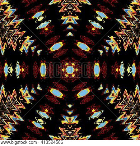 Ethnical Mixed Embroidery Design Artwork. Abstract Antique Floral Design For Digital Textile, Persia