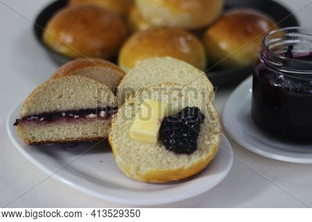 Fluffier And Softer Brioche Buns, A French Yeast Bread Enriched With Milk, Butter And Eggs. Sliced I