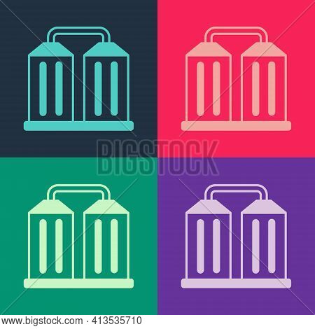 Pop Art Granary Icon Isolated On Color Background. Silo With Grain, Elevator, Granary, Factory. Ware