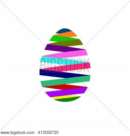 Egg In Different Colors On A White Background. Easter Egg. Vector Icon.