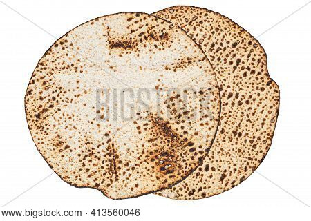 Matzah Shmurah. Jewish Traditional Passover Bread. Pesach Celebration Symbol. Close-up