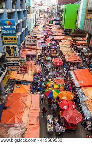 Manila, Philippines - January 27, 2018: Aerial View Of Quiapo Market In Mani