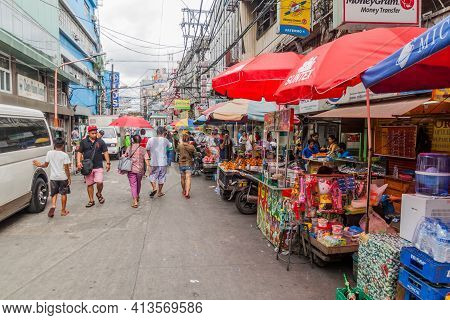 Manila, Philippines - January 27, 2018: View Of Quiapo Market In Mani