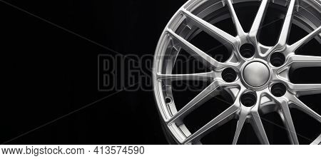 Sport Lightweight Alloy Wheel, Spokes And Rim Front View, Copy Space