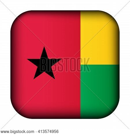 Glass Light Ball With Flag Of Guinea-bissau. Squared Template Icon. National Symbol. Glossy Realisti