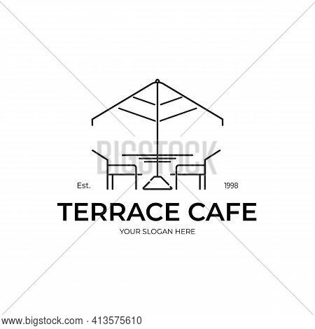 Terrace Cafe Logo Vector Illustration Design Hawaii Paradise