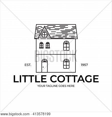 Line Art Cottage Village Logo Vector Illustration Design