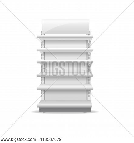 Shelving Rack For Store Trading Empty Template For Design Stock Vector Illustration Isolated On Whit