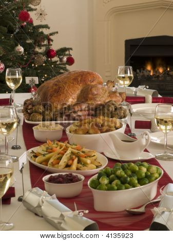 Pavo asado cena de Navidad
