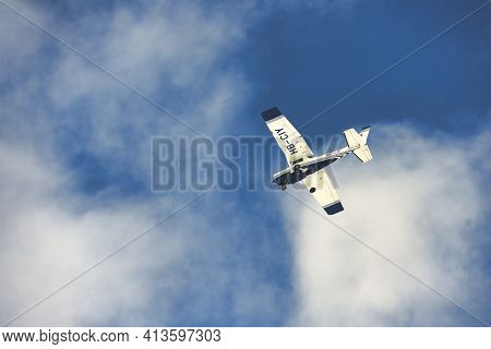 February -22 - 2021 Celerina - Switzerland: Cessna F152  American Two-seater Plane