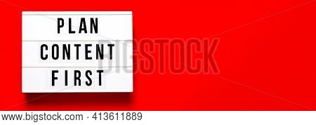 Leght Box Plan Content Firston Red Abstract Background . Content Creators And Online Education Conce