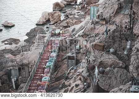 A Colorful And Authentic Place With Many Antiques And An Oriental Atmosphere Near A Cliff By The Sea