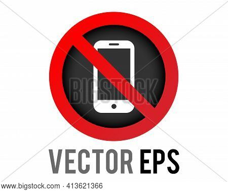 The Isolated Vector Red Circle Restricted Icon With Mobile Phone And Red Stroke