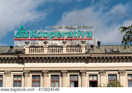Brno, Czech Republic - September 17, 2019: The Banner With A Logo Of Kooperativa - Vienna Insurance 
