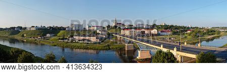 Grodno, Belarus - July 2014:downtown Of Grodno Business And Historical Center With Drama Theater, Bo