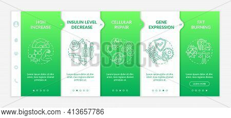 Intermittent Fasting Health Effects Onboarding Vector Template. Insulin Level Decrease. Gene Express