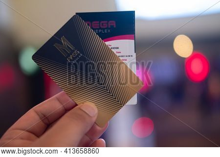 Samut Prakan, Thailand - March 22, 2021 : Member Card M Pass - Promotion Monthly Package For See Unl