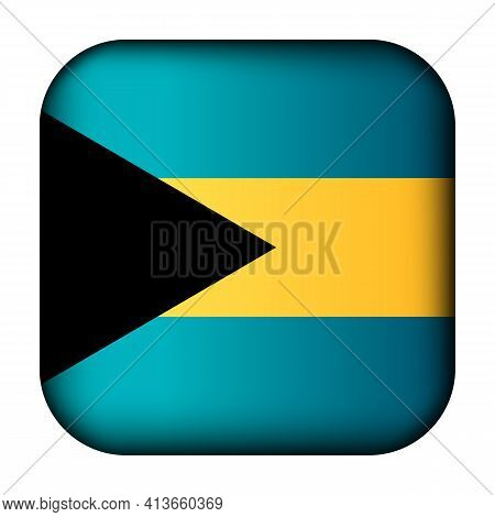 Glass Light Ball With Flag Of Bahamas. Squared Template Icon. National Symbol. Glossy Realistic Cube