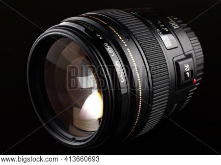 Lviv, Ukraine - February 28, 2020: Portrait Lens Canon Ef 100mm F/2 Usm