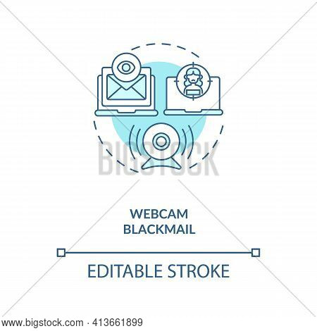 Blackmail On Dating Website Webcam Concept Icon. Avoid Scammers Who Want To Steal Money Thin Line Il