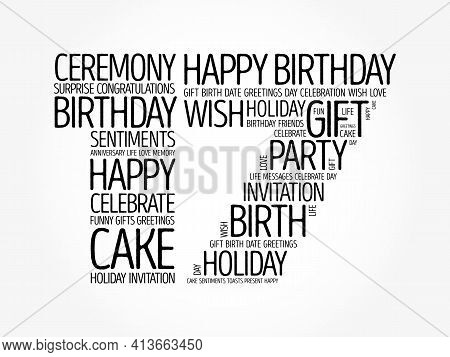Happy 17th Birthday Word Cloud, Holiday Concept Background