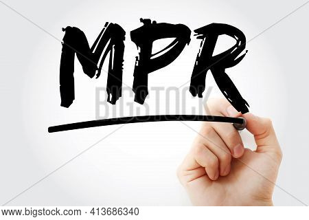 Mpr - Monthly Progress Report Acronym With Marker, Concept Background