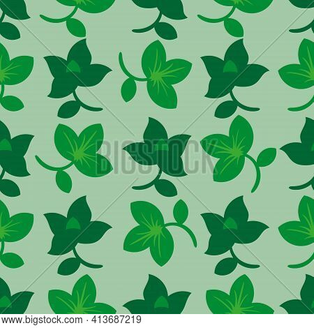 Seamless Green Leaf Pattern For Background. Natural Fabric Motifs, Shop Wall Hangings. Gift Wrapping