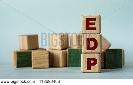 Edp (entrepreneurship Development Programme) - Acronym On Wooden Cubes On A Background Of Colored Bl