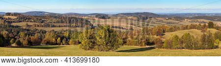 Autumn View From Bohemian And Moravian Highland, Vecov Village, Zdarske Vrchy,  Czech Republic