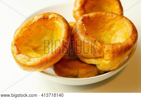 Traditional English Yorkshire Pudding, Wonderfully Crisp And Golden Baked For A Traditional Recipe,